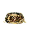 Sac de soirée à paillettes avec poignée métallique dorée et bandoulière en chaîne - Vert