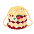 Sac seau au crochet fait main avec fraises, motifs floraux et cordons jaunes - Jaune