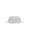 Chic white acrylic evening clutch with silver rhinestones and slender metal chain - White