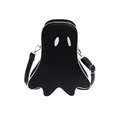 Borsa a tracolla nera di Halloween a forma di fantasma in pelle PU lucida con ricami - Nero
