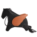 Creatieve zwarte Pegasus schoudertas met oranje vleugels en witte stiksels - Zwart
