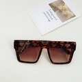 Oversize square sunglasses featuring vintage tortoiseshell frames and clover cutouts - Leopard Print