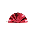 Elegant red fan-shaped evening clutch bag with metallic finish and gold chain handle - Rose Red