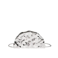 Silver mirror acrylic clutch bag with wave texture and chain strap for evening events - Silver