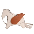 Pony-vormige crossbodytas in crème en bruin PU-leer met een litchi-korreltextuur - Wit
