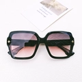 Lunettes de soleil carrées surdimensionnées avec monture noire et verres dégradés rose - Monture Noire Double Gris