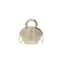 Mini borsa dorata elegante a forma di ventaglio con perline e manico rotondo - Oro