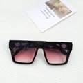 Oversized black square sunglasses with hollow floral patterns and pink gradient lenses - Dusty Pink
