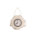 Kreative blumenförmige Handtasche in Beige mit Vintage-Zifferblatt und Römische Ziffern - Weiß