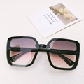 Chic oversized square sunglasses with black frames and pink-purple gradient lenses - Black Frame Double Grey