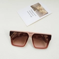 Oversized nude pink square sunglasses with brown gradient lenses and floral temples - Orange Pink