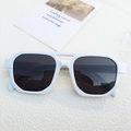 Modern white oversized sunglasses with double bridge design and dark grey lenses - White