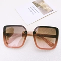 Pink oversized square sunglasses with gradient lenses and stylish geometric pattern details - Orange Pink