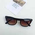 Gafas de sol cat-eye retro con montura negra brillante y lentes marrón degradado - Montura Negra Lentes de Té