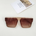 Oversized retro square sunglasses featuring brown gradient lenses and tea-colored frames - Champagne