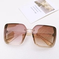 Oversized square sunglasses in transparent brown with gradient lenses and textured frames - Champagne