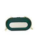 Dark green acrylic oval evening clutch with gold chain and inset mirror panel - Green