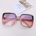 Oversized square sunglasses in translucent pink with purple gradient lenses and carving - Purple Pink