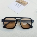 Fashionable punk style sunglasses with black frame and brown gradient lenses - Black Frame Tea Lens