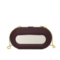 Irregular acrylic chain bag in burgundy red with silver mirror decor and gold chain strap - Brown
