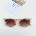 Retro cat-eye sunglasses with transparent champagne frames and gradient brown lenses - 53-18-139 C2 / Champagne