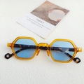 Gafas de sol retro hexagonales con montura ámbar y lentes azul claro - Marrón Oscuro