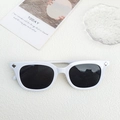 Fashionable white wide-frame sunglasses with dark grey lenses and silver diamond rivets - Porcelain White