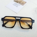 Punk style oversized sunglasses with thick black frames and yellow gradient lenses - Black Frame Sunset Yellow