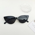 Occhiali da sole cat-eye neri classici con finitura lucida su uno sfondo minimalista - Nero e Grigio