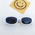 Trendy white oval cat-eye sunglasses with dark lenses for men and women's fashion - Porcelain White
