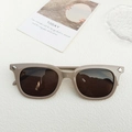 Chic clay beige sunglasses with dark brown UV-protected lenses and diamond metal studs - Premium Grey