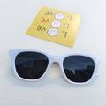 White oversized sunglasses with black lenses and chic square-round polished frames - Porcelain White