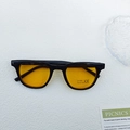 Kids' square sunglasses with black frame, yellow UV400 lenses and retro design - Black Frame Orange Lens