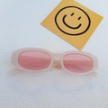 Retro cat-eye sunglasses with cream resin frame and semi-transparent pink lenses - Jelly Pink