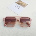 Matte pink double bridge sunglasses with brown gradient lenses in a punk tech style - Rice Pink