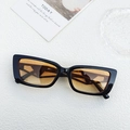 Retro small frame rectangle sunglasses with black frame and amber gradient lenses - Black Frame Sunset Yellow
