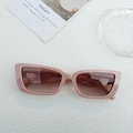 Retro light pink rectangular sunglasses with brown gradient lenses and thick temples - Rice Pink