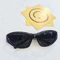 Y2K style retro oval sunglasses with black resin frame and dark gray tinted lenses - Black and Gray