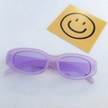 Trendy purple cat-eye sunglasses with translucent narrow frames for a retro Y2K look - Jelly Purple