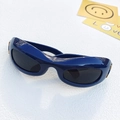 Occhiali da sole avvolgenti blu scuro con montatura in resina e cerniere dorate - Blu Reale