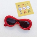 Funny oversized red thick frame sunglasses with dark lenses for street style fashion - Red