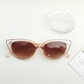 White cat-eye sunglasses with transparent tea-colored frames and brown gradient lenses - Champagne