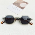Geometric irregular sunglasses in translucent grey-green with tortoiseshell temples - Transparent Gray Frame & Gray Lenses