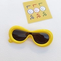 Funny thick frame sunglasses in bright yellow finish with dark grey polarized lenses - Yellow