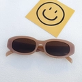 Fashionable oval cat eye sunglasses in light coffee frame with dark lenses - Milk Tea