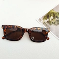 Retro oversized vierkante zonnebril met schildpadmontuur en donkerbruine glazen - Donker Schildpad Montuur Donkere Thee Lens / Luipaardprint