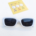 White thick frame rectangular sunglasses with dark grey UV protective lenses - 51-21-141 / Porcelain White (JH18133)