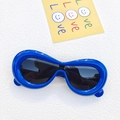Trendy funky blue chunky frame sunglasses with dark UV protection one-piece lenses - Blue