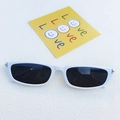 Retro white rectangular sunglasses with dark lenses and stylish metal T-shaped accents - Porcelain White