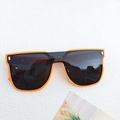 Oversize square sunglasses featuring bright orange frames and dark lenses with rivets - Orange